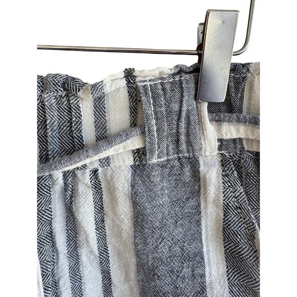 Kiss & Cry Linen Pants Womens L Elastic Waist, Tie, White Blue Wide Leg Beach - Picture 9 of 9